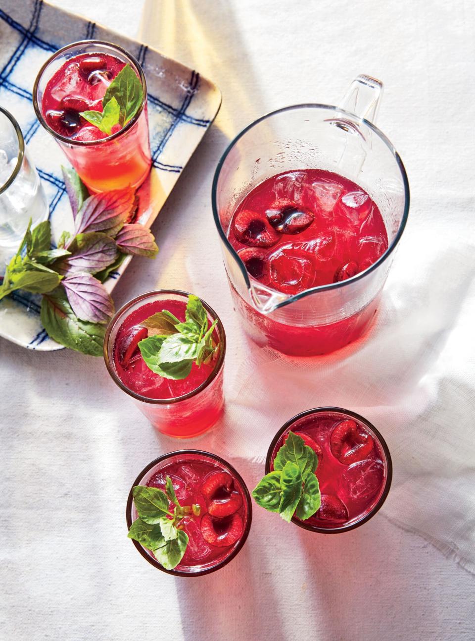 Cherry-Basil Lemonade Spritzers