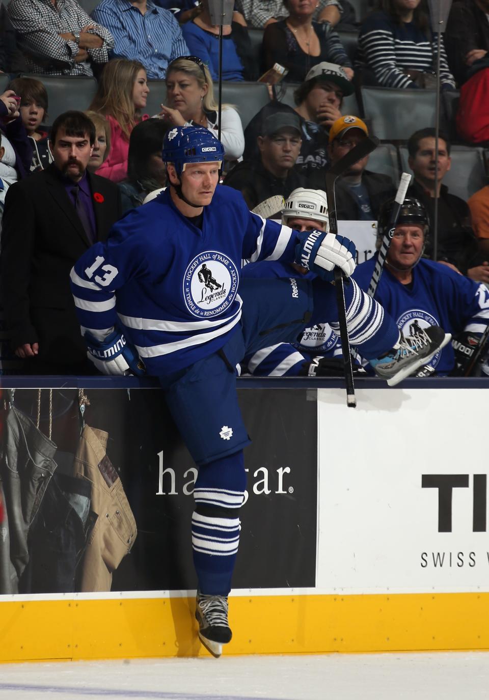 TORONTO, ON - NOVEMBER 11: Mats Sundin steps on the ice to take a shift in the Hockey Hall of Fame Legends Game at the Air Canada Centre on November 11, 2012 in Toronto, Canada. Sundin will be inducted into the Hockey Hall of Fame at a ceremony at the Hall on November 12. (Photo by Bruce Bennett/Getty Images)