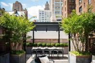 <p>The outdoor area is fit for entertaining, with its views of New York City landmarks and a dining space for up to eight people. Luxury apartment buildings, including The Dakota and The San Remo, are visible from the terrace.</p>