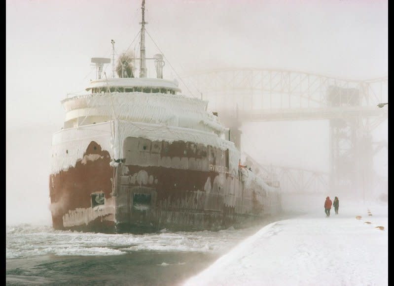 Sault Ste. Marie, is about a 3.5-hour drive from Marquette. It gets a little less of the white stuff, with almost 10 feet of snow per year.    <em>James L. Amos/Corbis</em>