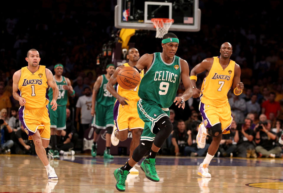 Rajon Rondo Wearing Boston Celtics Jersey