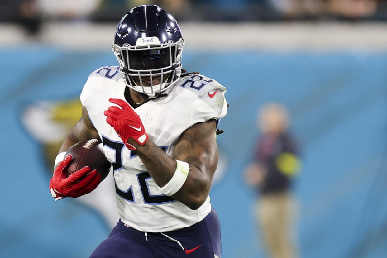 Derrick Henry will be harder to trust in fantasy because of the Titans' lack of offensive options. (Photo by Mike Carlson/Getty Images)