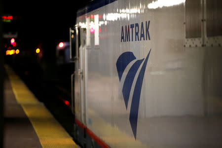 An Amtrak engine sits next to a platform in New York's Penn Station, the nation's busiest train hub, where Amtrak says they will begin repairing a complex of tracks over the summer in New York City, U.S., May 25, 2017. REUTERS/Mike Segar