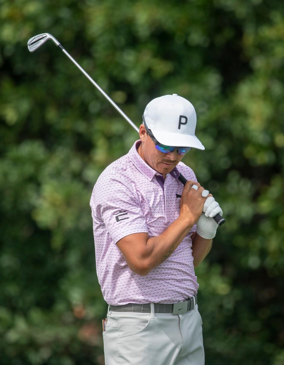 Golfer Ricky Fowler looks down after his shot off the fairway on the 6th hole during the second round of The Cognizant Classic in The Palm Beaches at PGA National Resort & Spa on March 1, 2024 in Palm Beach Gardens, Florida.