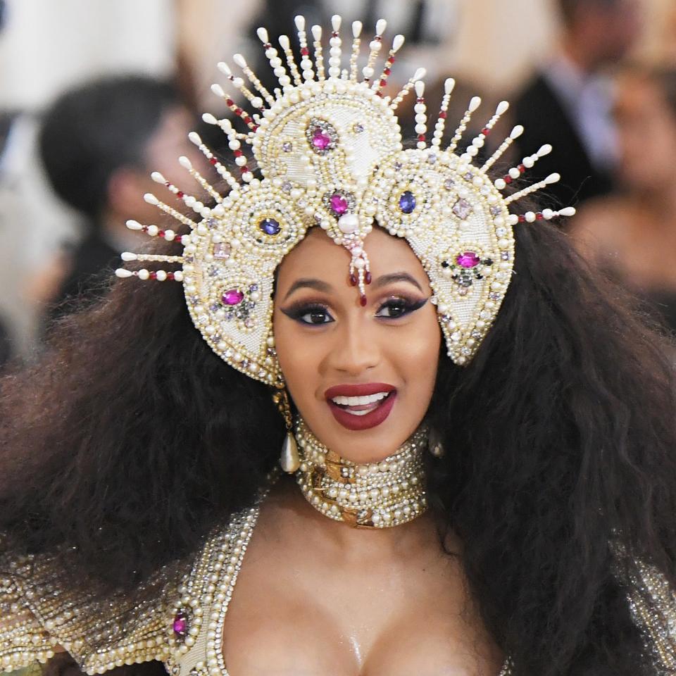 This is Cardi B's first time attending the Met Gala, and she pulled all the stops with a look from make-up artist Erika La Pearl including Kiss false eyelashes.