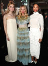 <p><em><em><em>Live By Night</em> stars Elle Fanning, Sienna Miller and Saldana pose at the premiere on Jan. 9, 2017. (Photo: Todd Williamson/Getty Images) </em></em></p>