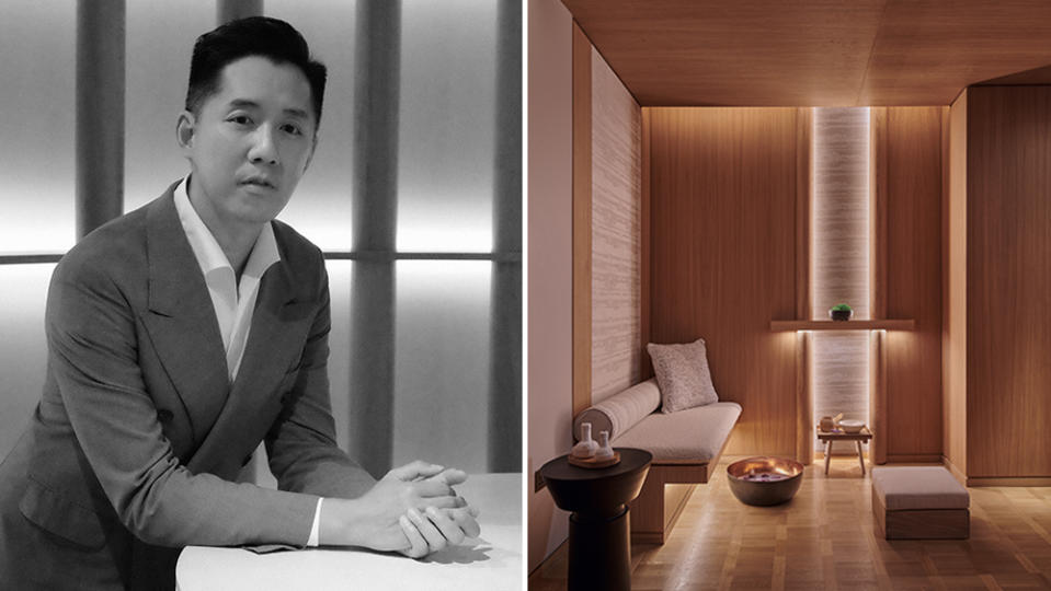 Interior architect Andre Fu (left) and one of the posh treatment rooms (right)