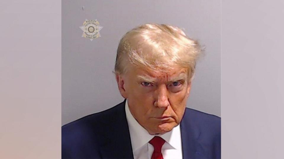 PHOTO: Former President Donald Trump is shown in a booking photo released by the Fulton County Sheriff's Office. (Fulton County Sheriff's Office)