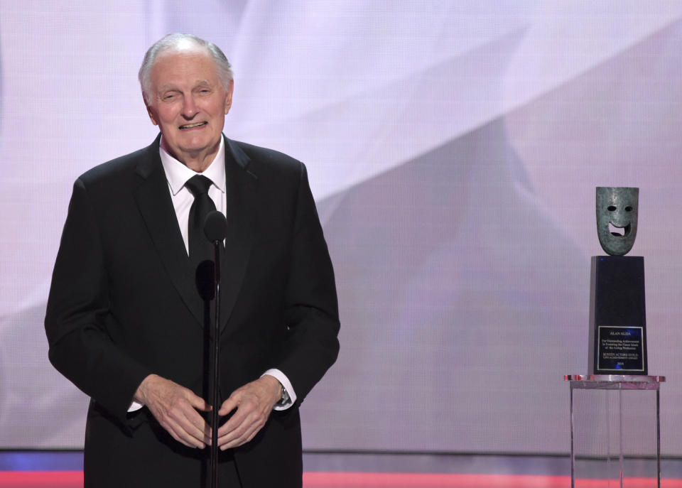 Alan Alda accepts the Life Achievement Award at the 25th annual Screen Actors Guild Awards at the Shrine Auditorium & Expo Hall on Sunday, Jan. 27, 2019, in Los Angeles. (Photo by Richard Shotwell/Invision/AP)