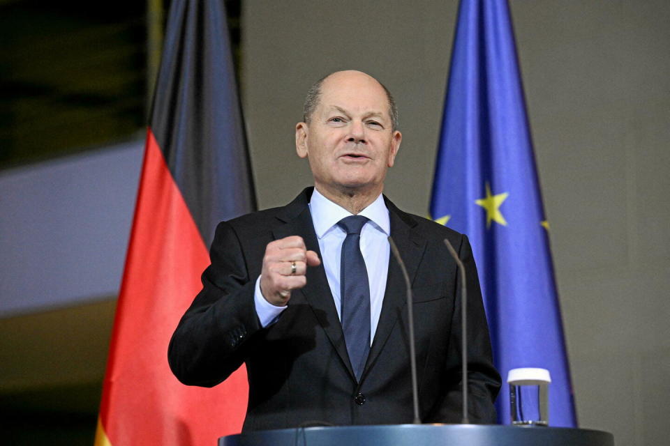 L'Allemagne dirigée par le chancelier Olaf Scholz a abaissé ses prévisions de croissance à 0,2 % pour 2024.  - Credit:Annegret Hilse/Reuters