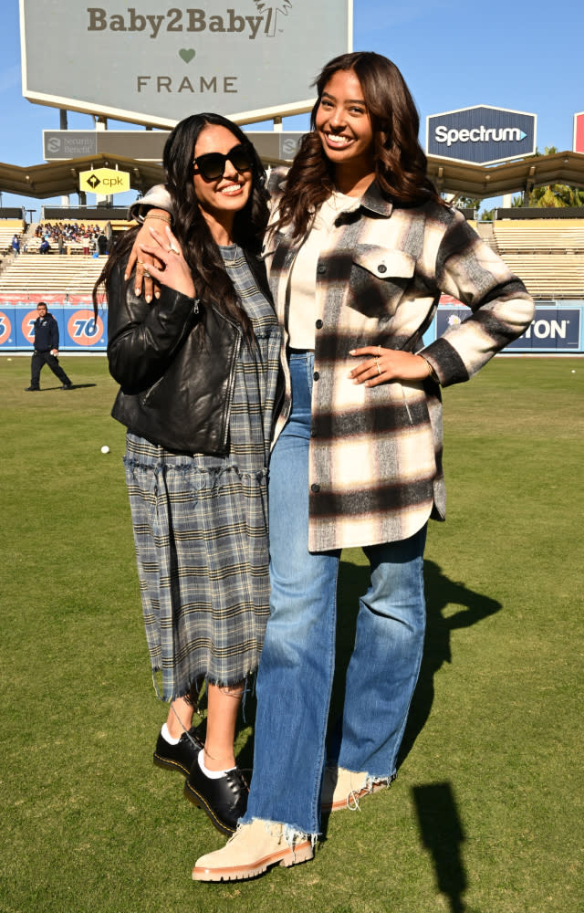 LOS ANGELES, CALIFORNIA – DECEMBER 14: (L-R) Vanessa Bryant and Natalia Diamante Bryant attend The Baby2Baby Holiday Distribution presented by FRAME and Nordstrom at Dodger Stadium on December 14, 2022 in Los Angeles, California. <em>Photo by Michael Kovac/Getty Images for Baby2Baby.</em>