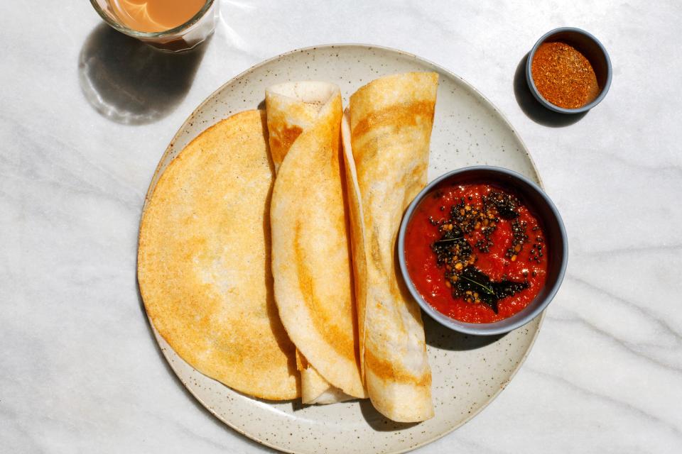 Homestyle Dosas With Tomato Chutney