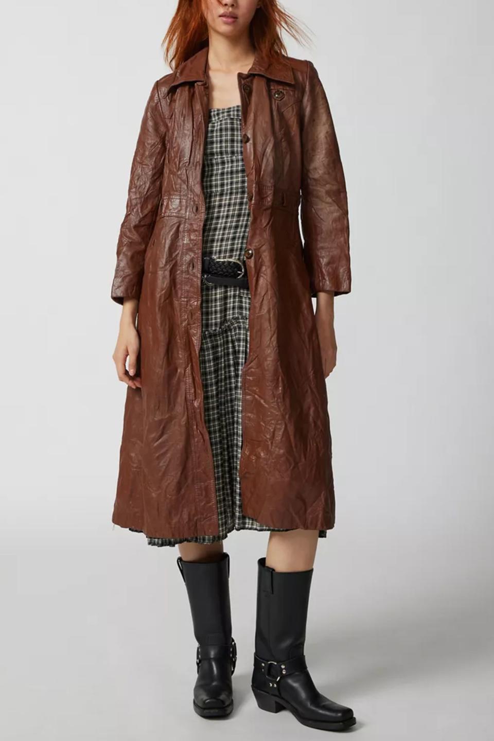 <p><a href="https://go.redirectingat.com?id=74968X1596630&url=https%3A%2F%2Fwww.urbanoutfitters.com%2Fshop%2Furban-renewal-vintage-leather-trench-jacket2%3Fcategory%3DSEARCHRESULTS%26color%3D020%26searchparams%3Dq%253Dleather%252520trench%252520coat%26type%3DREGULAR%26quantity%3D1&sref=https%3A%2F%2Fwww.elle.com%2Ffashion%2Fshopping%2Fg45826496%2Fbest-leather-trench-coats%2F" rel="nofollow noopener" target="_blank" data-ylk="slk:Shop Now;elm:context_link;itc:0;sec:content-canvas" class="link ">Shop Now</a></p><p>Urban Renewal Vintage Leather Trench Jacket</p><p>$159.00</p>