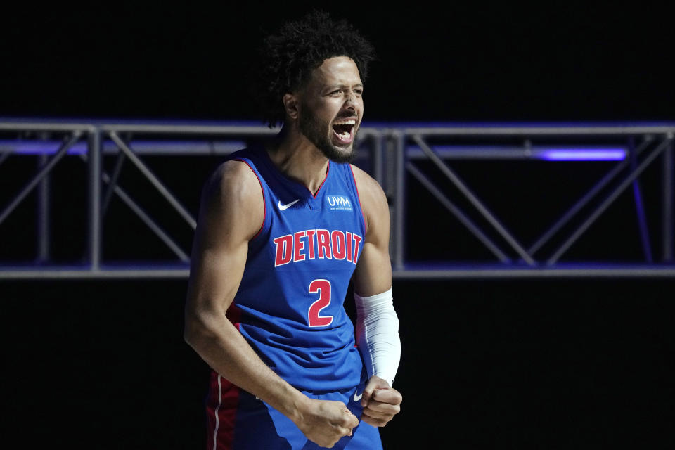 Detroit Pistons guard Cade Cunningham is photographed during the NBA basketball team's media dy, Monday, Oct. 2, 2023, in Detroit. (AP Photo/Carlos Osorio)