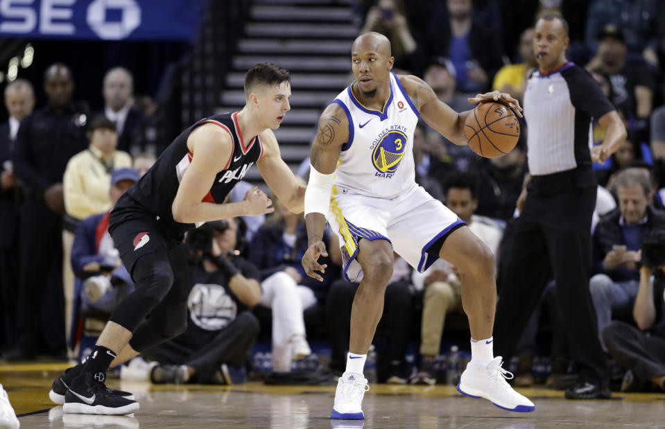 Former Warriors big man David West helped build Portland counterpart Zach Collins' confidence even before he entered the NBA. (AP)