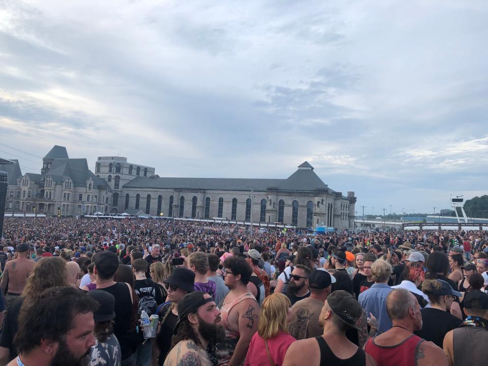 Heavy metal fills the air as 25,000 festival-goers fill the grounds of the Ohio State Reformatory in Mansfield during Friday's opening day of INKcarceration 2022.