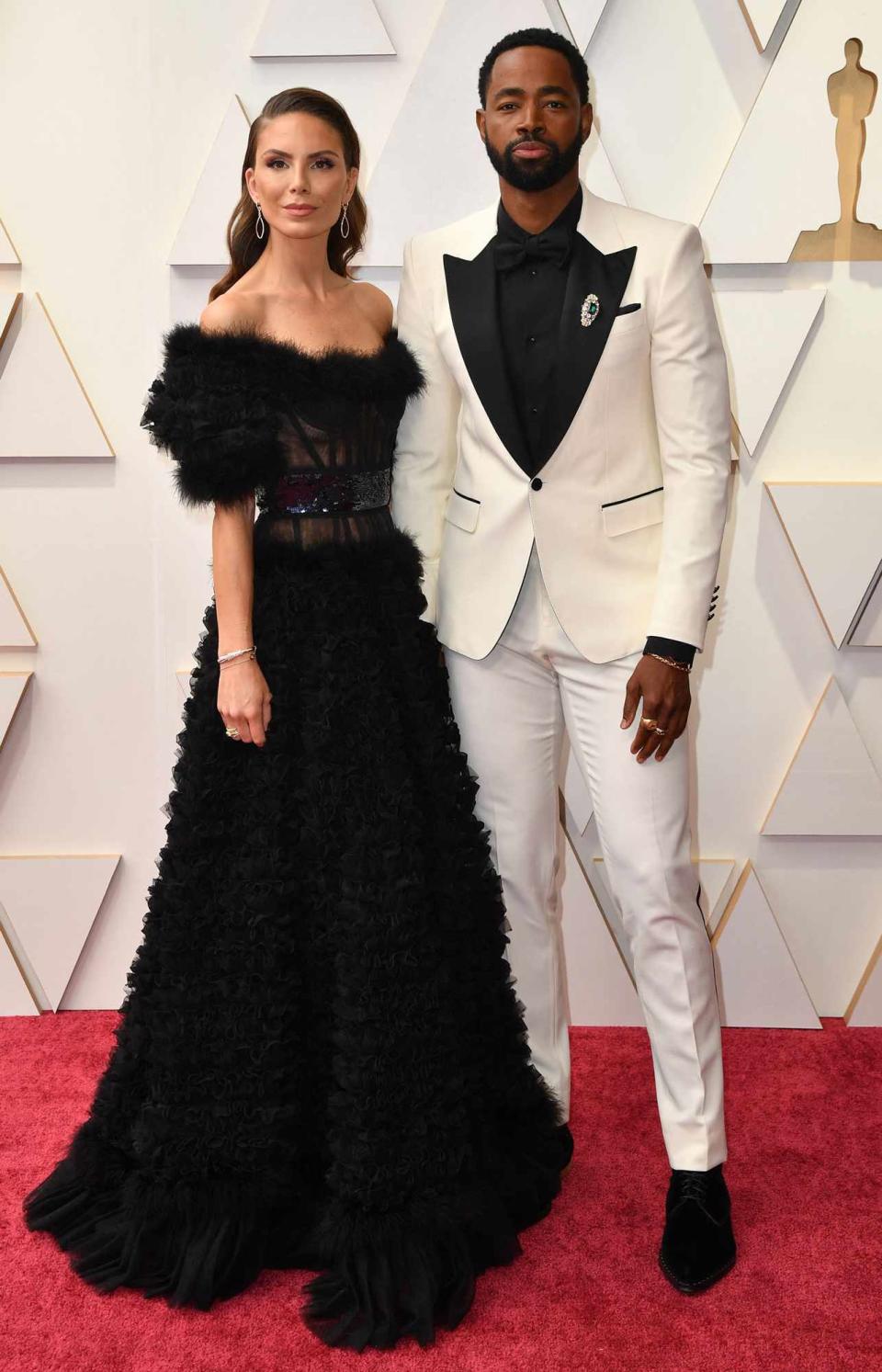 Jay Ellis and Serbian actress Nina Senicar attend the 94th Oscars at the Dolby Theatre in Hollywood, California on March 27, 2022