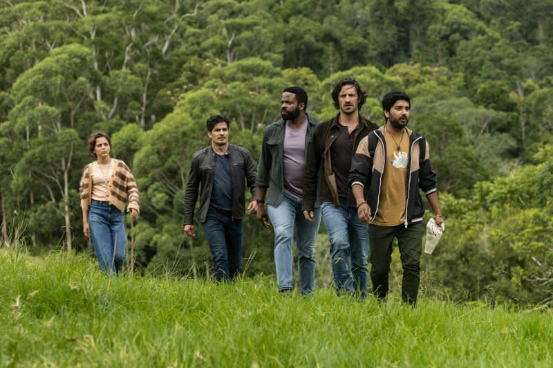 From left, Asmara Feik as Petra, Nicholas Gonzalez as Levi, Chiké Okonkwo as Ty, Eoin Macken as Gavin, Rohan Mirchandaney star in "La Brea." Photo courtesy of NBC