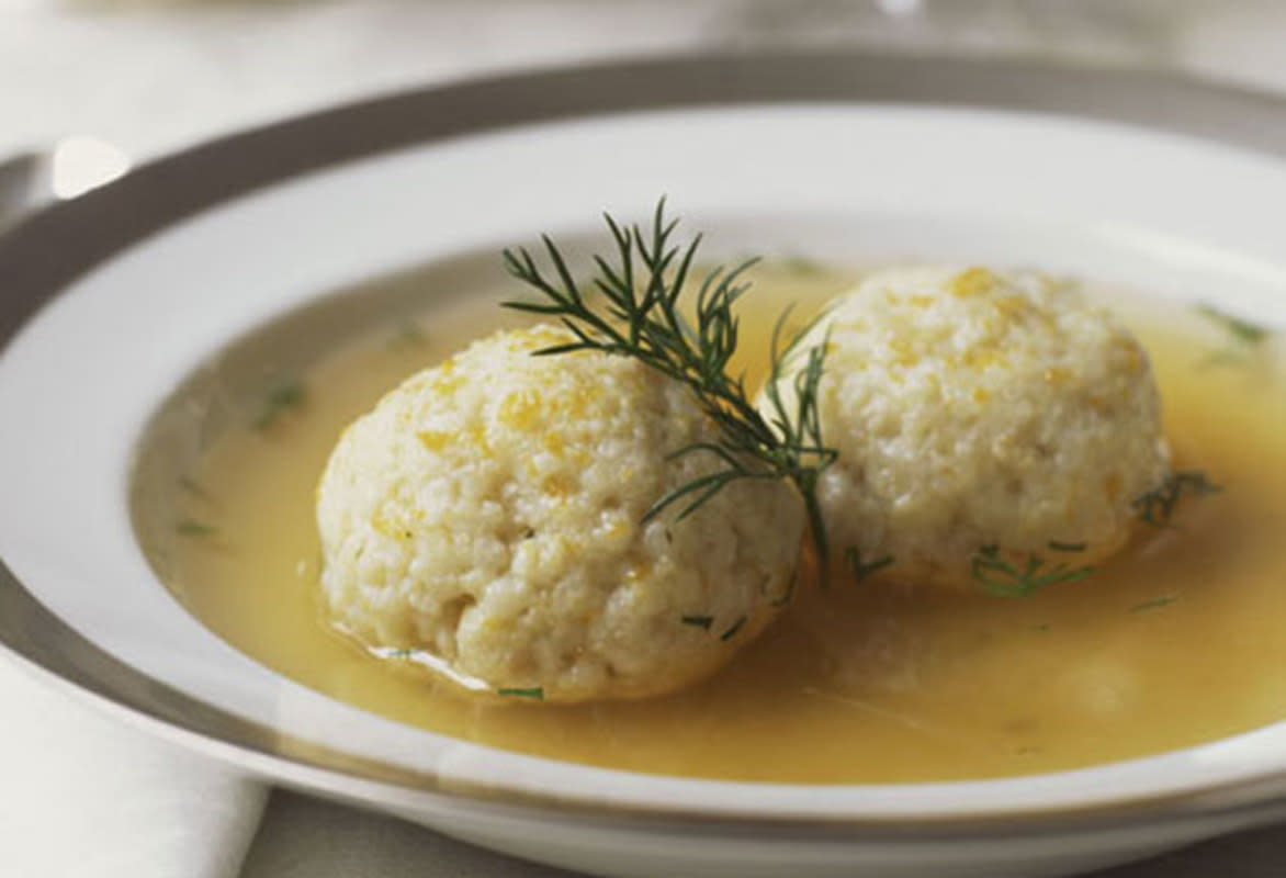 <p>Beth Hillson</p><p>Make a double or triple batch as these Un-Matzoh Balls will disappear before the meal is over. Use this recipe for dumplings, too.</p><p><a href="http://www.dashrecipes.com/recipes/cookbook/c/connies-un-matzo-balls-and-chicken-soup.html" rel="nofollow noopener" target="_blank" data-ylk="slk:Click here to get the recipe for Connie's Un-Matzoh Balls and Chicken Soup;elm:context_link;itc:0;sec:content-canvas" class="link rapid-noclick-resp"><strong>Click here to get the recipe for Connie's Un-Matzoh Balls and Chicken Soup</strong></a></p>