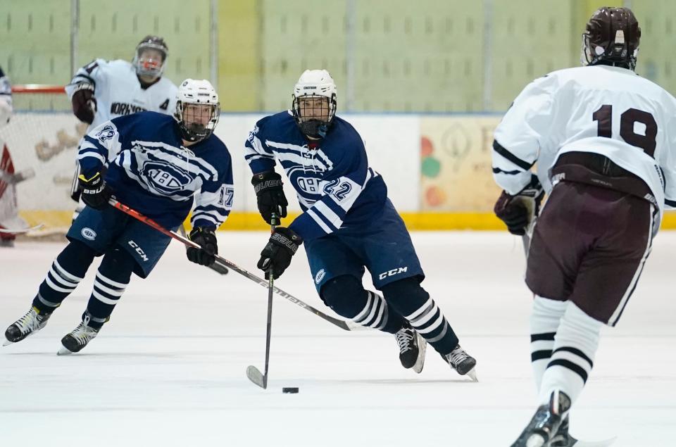 Chatham's Nikita Konevych (22). Chatham defeats Morristown, 5-2, at the Mennen Sports Arena on Monday, Dec. 12, 2022.