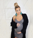 <p>KoKo continues to show how magical pregnancy can be, as she showed off her growing bump in a glittery dress and turquoise earrings. “What’s meant to be will always find its way,” she captioned the shot. (Photo: <a rel="nofollow noopener" href="https://www.instagram.com/p/Bfwaqduhu2B/?taken-by=khloekardashian" target="_blank" data-ylk="slk:Khloé Kardashian via Instagram;elm:context_link;itc:0;sec:content-canvas" class="link ">Khloé Kardashian via Instagram</a>) </p>