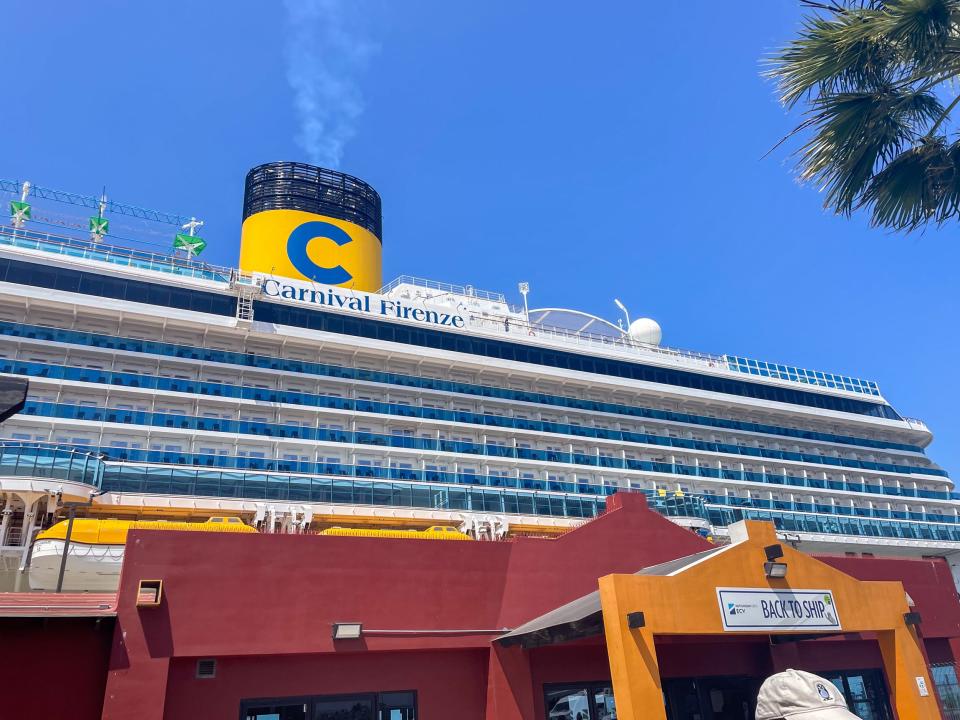 Carnival Firenze docked at port in Ensenada, Mexico