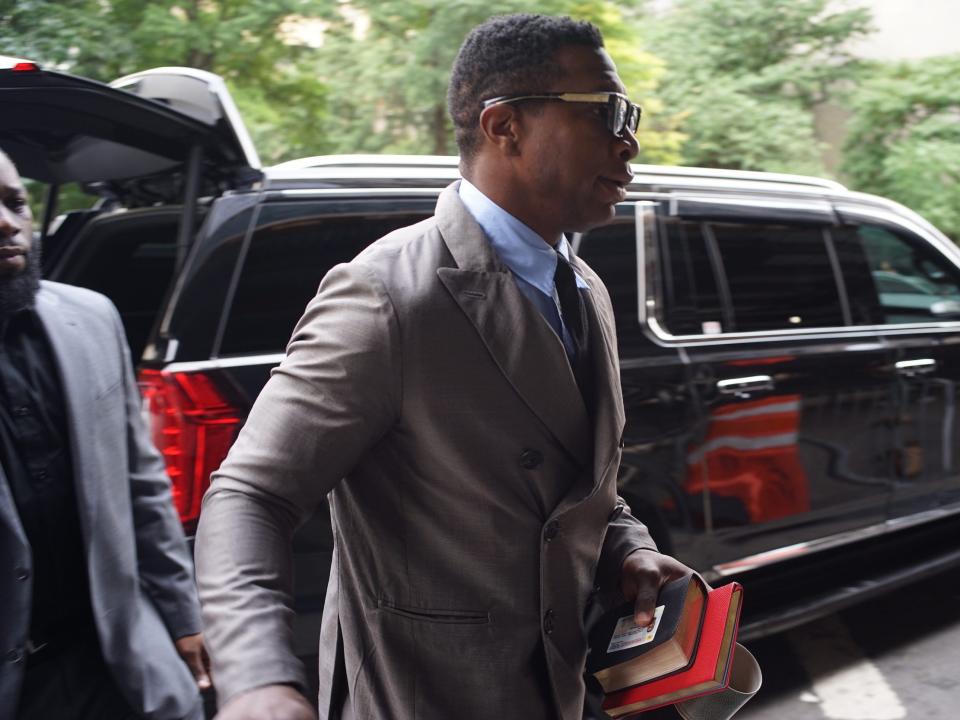 Jonathan Majors at Manhattan Criminal Court.