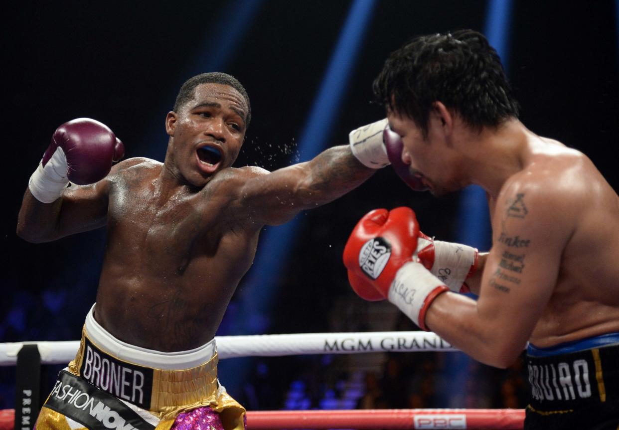 Adrien Broner enfrentando a Manny Pacquiao por el título WBA regular del peso welter. (Joe Camporeale-USA TODAY Sports)