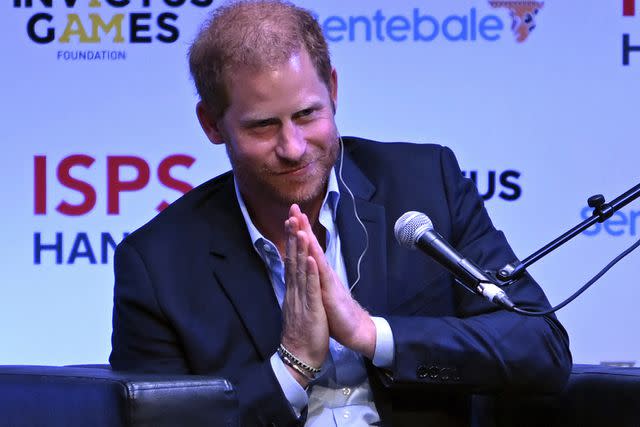 <p>The Yomiuri Shimbun via AP Images</p> Prince Harry at the summit in Tokyo