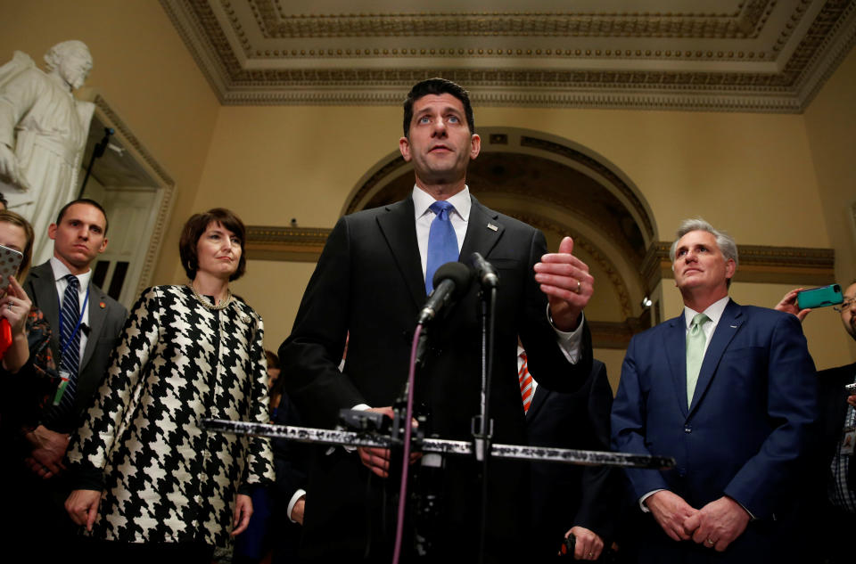 Speaker of the House Paul Ryan (R-WI) speaks after the House of Representatives passed tax reform legislation on Capitol Hill in Washington, U.S., December 19, 2017. REUTERS/Joshua Roberts