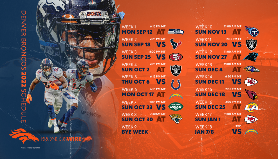 Broncos schedule for 2nd half of 2022 season