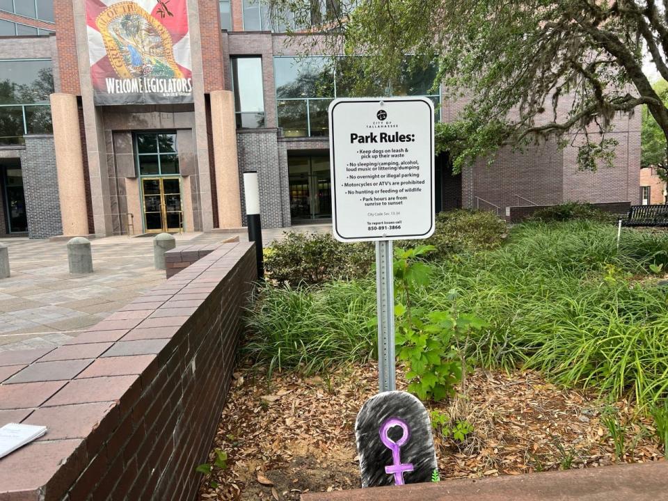 When the City realized OccupyTally intended to camp out at City Hall, it erected a sign declaring the plaza offlimits to overnight camping