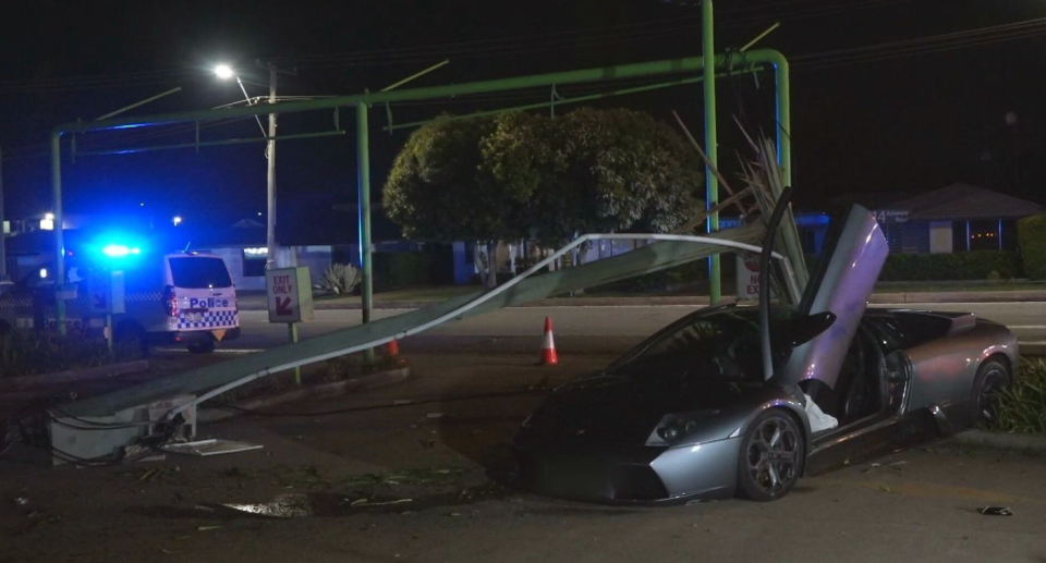 A Queensland Lamborghini that crashed at a car wash.  
