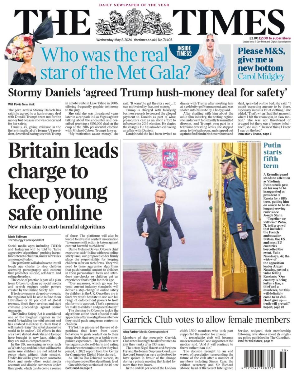 The Times front page