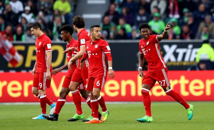 David Alaba celebrates his opener. (Getty)