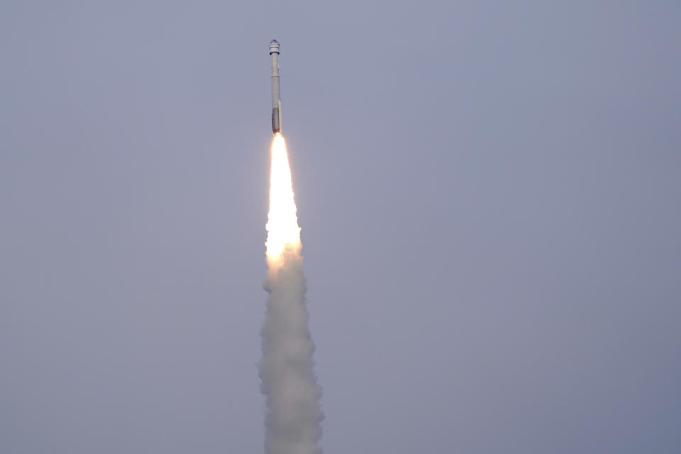 A United Launch Alliance Atlas V rocket carrying the Boeing Starliner crew capsule lifts off on a second test flight to the International Space Station from Space Launch Complex 41 at Cape Canaveral Space Force station in Cape Canaveral, Fla., Thursday, May 19, 2022. (AP Photo/John Raoux)