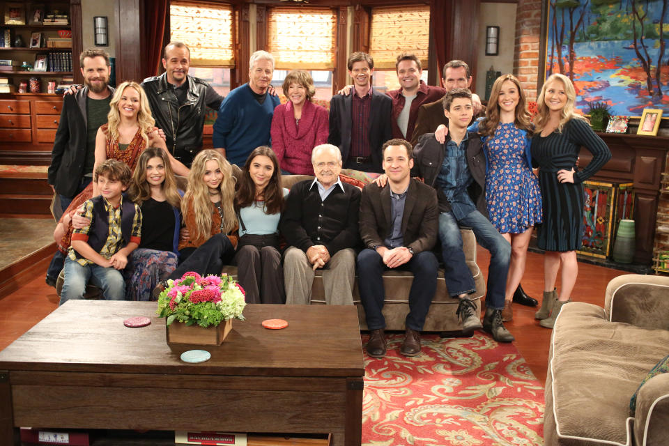 BACK ROW: RIDER STRONG, CHERYL TEXIERA, DANNY MCNULTY, WILLIAM RUSS, BETSY RANDLE, LEE NORRIS, WILL FRIEDLE, ANTHONY TYLER QUINN; FRONT ROW: AUGUST MATURO, DANIELLE FISHEL, SABRINA CARPENTER, ROWAN BLANCHARD, WILLIAM DANIELS, BEN SAVAGE, URIAH SHELTON, LILY NICKSAY, LINDSAY RIDGEWAY, MICHAEL JACOBS