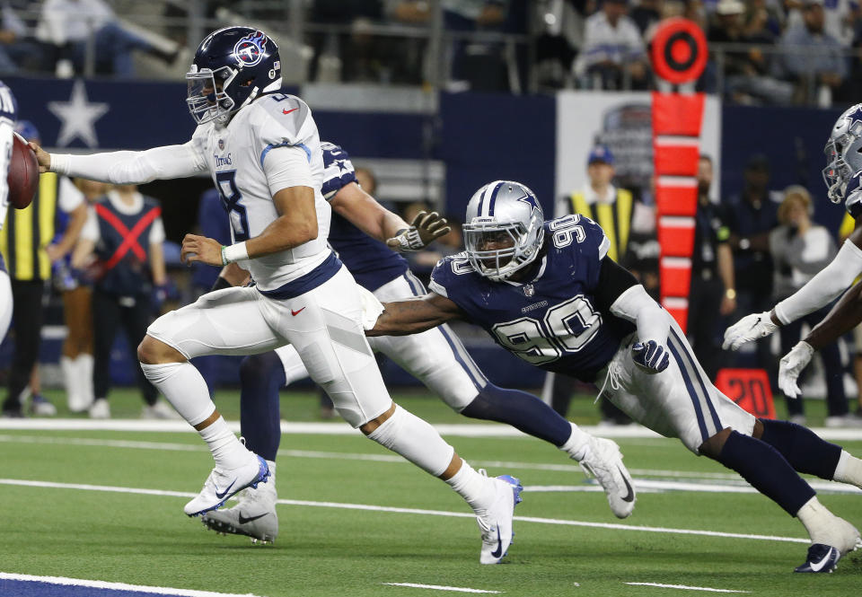 Is Marcus Mariota getting his groove back? We may see more against New England. (AP Photo/Michael Ainsworth)