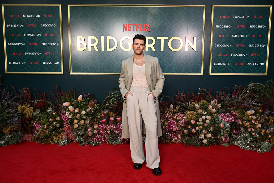 BOWRAL, AUSTRALIA - APRIL 21: Luke Newton attends the "Bridgerton" Season 3 launch on the grounds of Milton Park Country House on April 21, 2024 in Bowral, Australia. Stars of the show Nicola Coughlan ("Penelope Featherington"), Luke Newton ("Colin Bridgerton") and Bridgerton showrunner Jess Brownell, were all in attendance for the celebration of season 3 of the Shondaland hit series.   (Photo by James Gourley/Getty Images for Netflix)