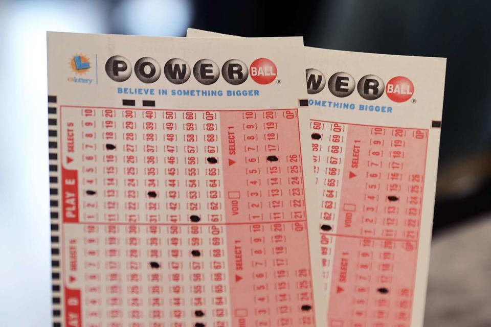 <p>Tayfun Coskun/Anadolu Agency via Getty</p> Powerball lottery tickets  in Milpitas, California, United States on November 7, 2022. 