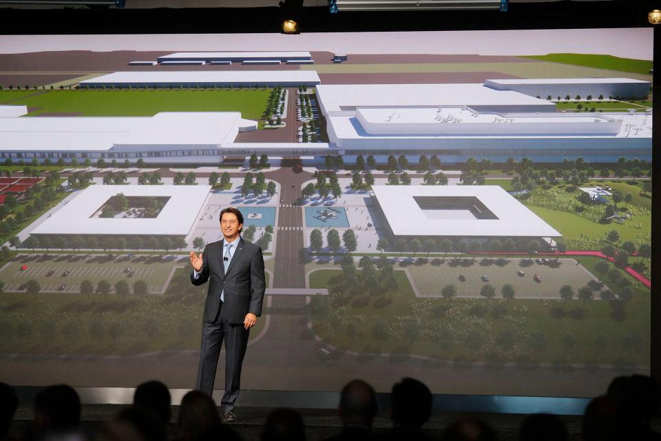 Jose Munoz, president and CEO of Hyundai North America, talks about plans for the new Hyundai Metaplant during the groundbreaking ceremony Oct. 25.