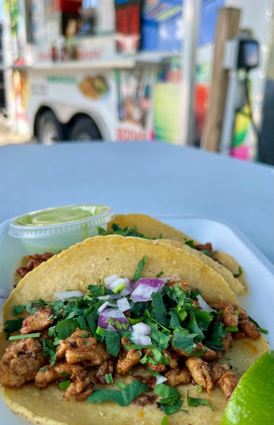 Tacos and steak burritos are best-sellers at the Tacos El Viejon food truck near the four-way stop in Bokeelia.