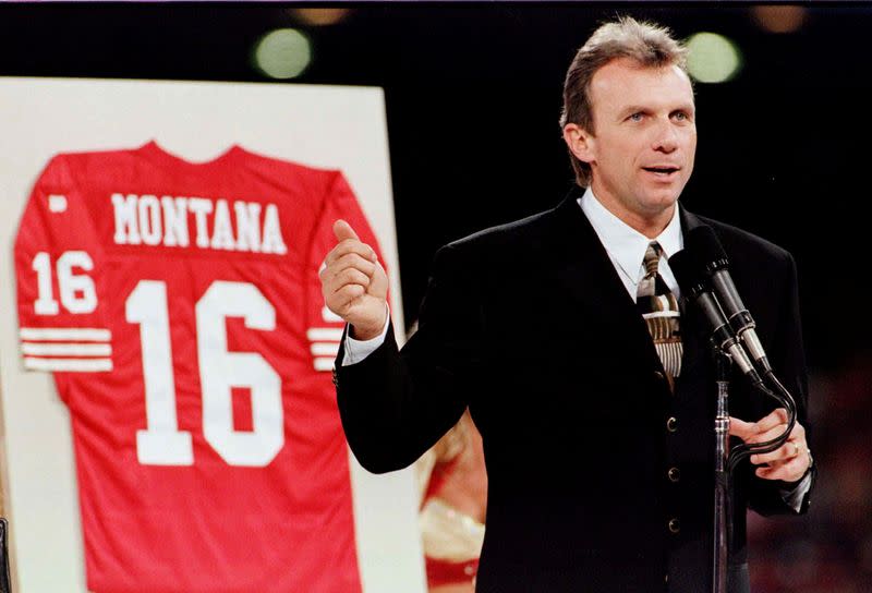 FILE PHOTO: THE 49ER GREAT JOE MONTANA HAS JERSEY RETIRED DURING HALF-TIME