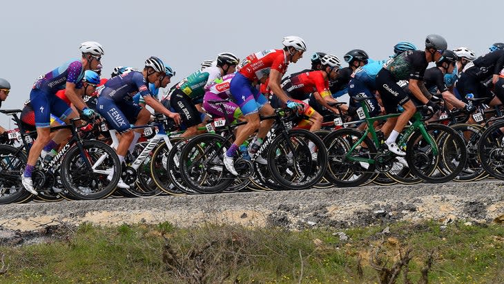 <span class="article__caption">Granigan rides in the red KOM jersey on stage of the Tour of Turkey. </span> (Photo: Dario Belingheri/Getty Images)