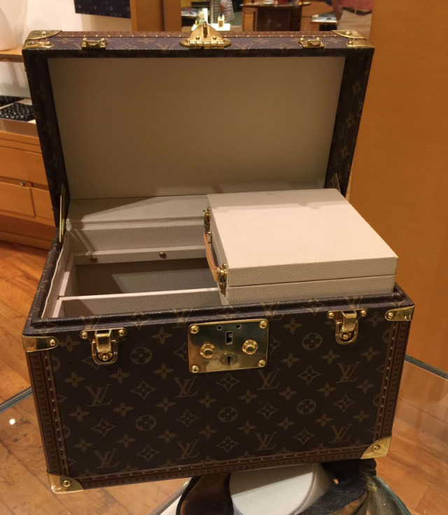 Stacked Luggage, three brown Louis Vuitton leather chest boxes, png
