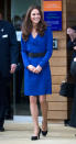 <p>The Duchess opened a children’s hospice in a royal blue dress from Reiss paired with a thick black belt and heels by Episode.</p><p><i>[Photo: PA]</i></p>