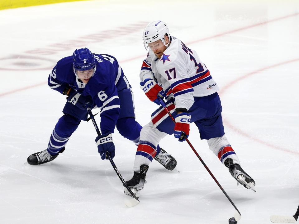 Sean Malone and the Amerks defeated Toronto 4-2 in the season opener Friday night.