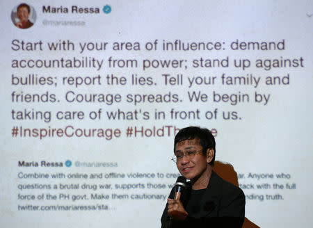 Rappler CEO and Executive Editor Maria Ressa speaks in an event attended by law students at the University of the Philippines College of Law in Quezon City, Metro Manila, Philippines, March 12, 2019. REUTERS/Eloisa Lopez