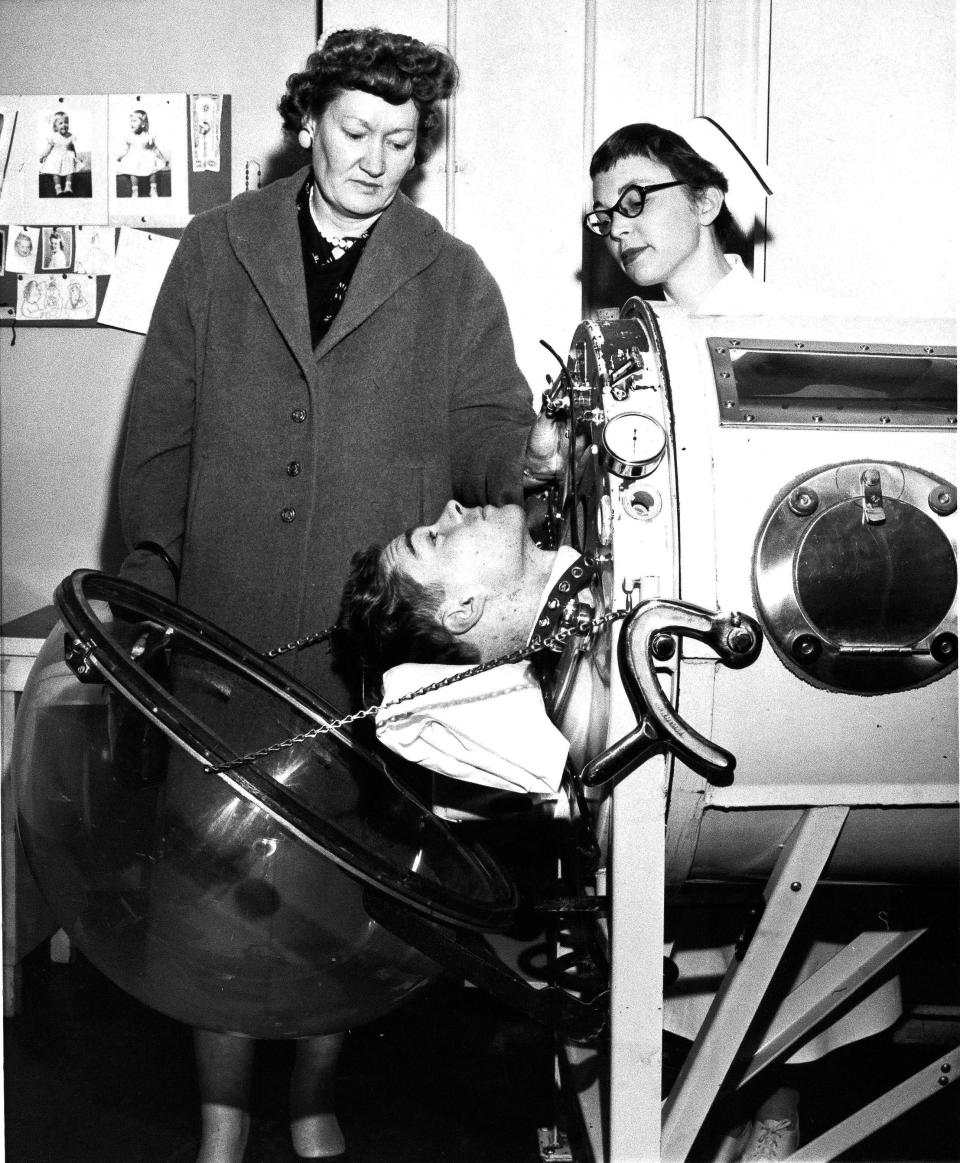 man in an iron lung