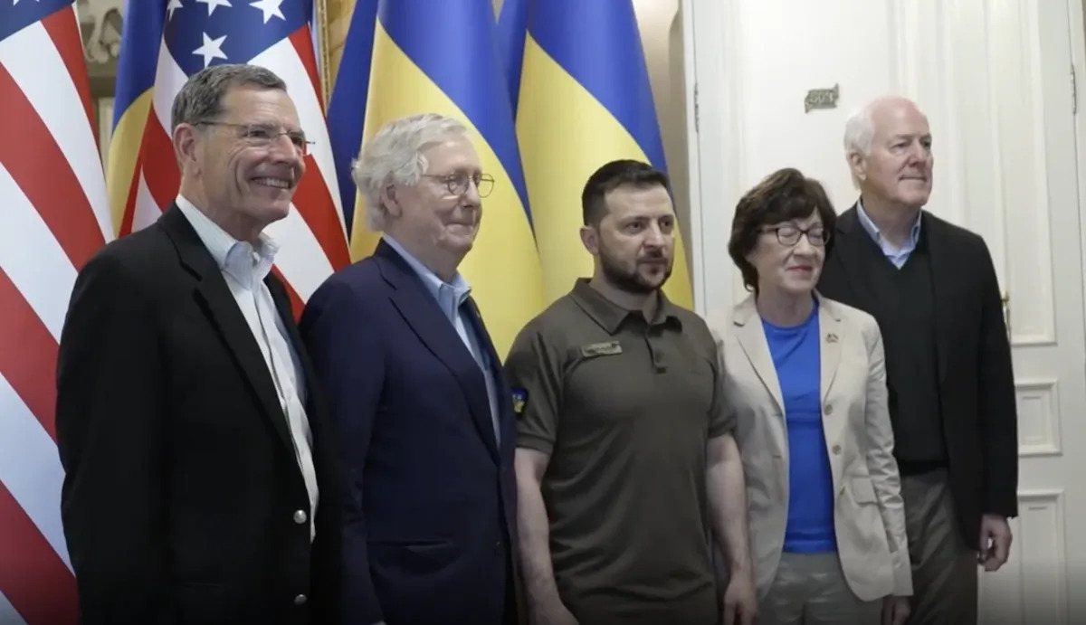 Zelensky welcomes U.S. Senate delegation led by McConnell to Kyiv in surprise vi..